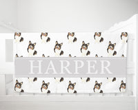 Personalized Corgi (Tricolor) Minky Baby Blanket