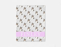 Personalized Corgi (Tricolor) Minky Baby Blanket