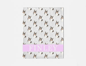 Personalized Corgi (Tricolor) Minky Baby Blanket