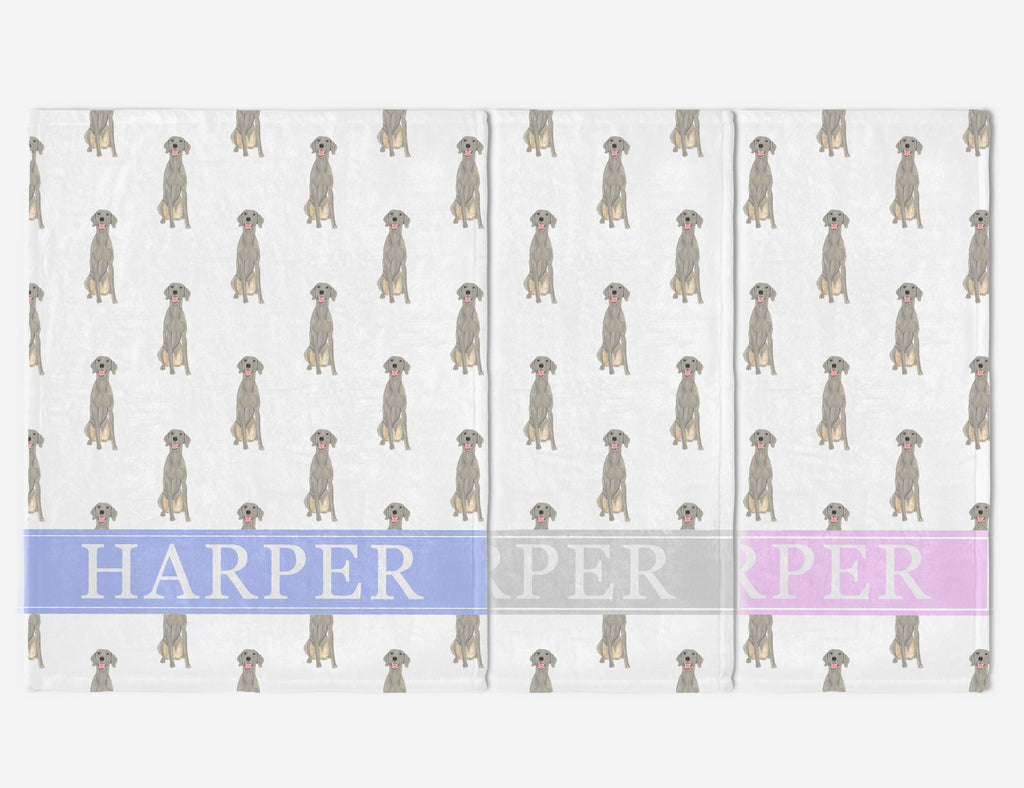 Personalized Weimaraner Minky Baby Blanket