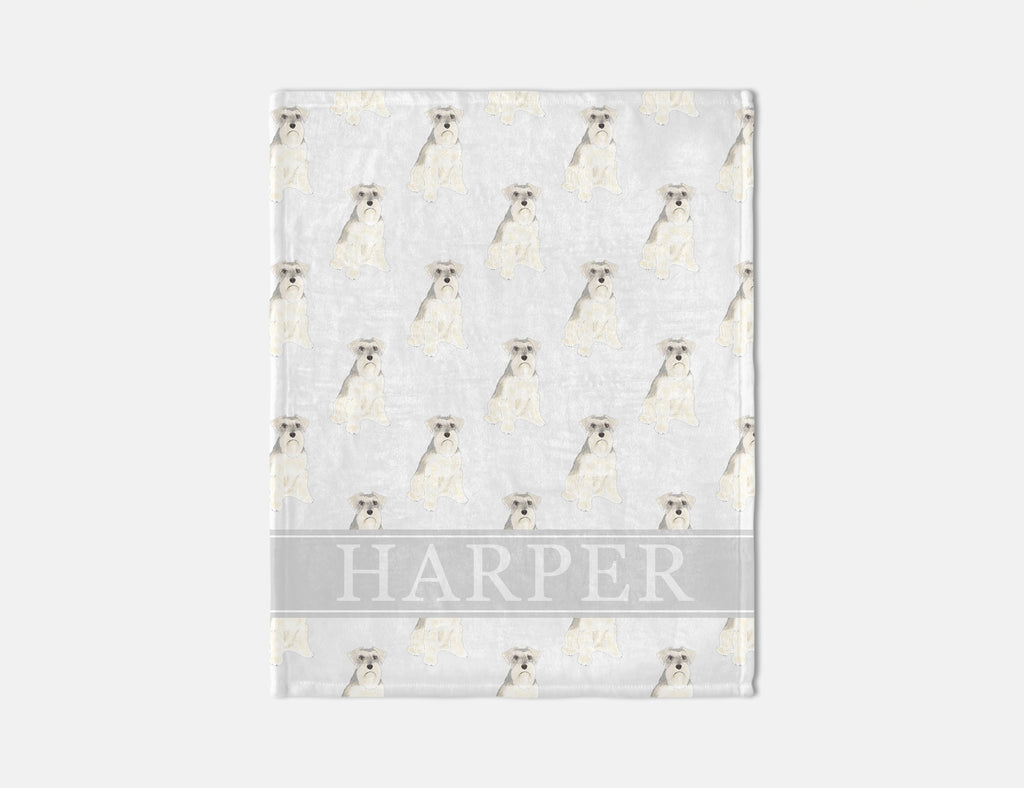 Personalized Schnauzer (Grey & White) Minky Baby Blanket