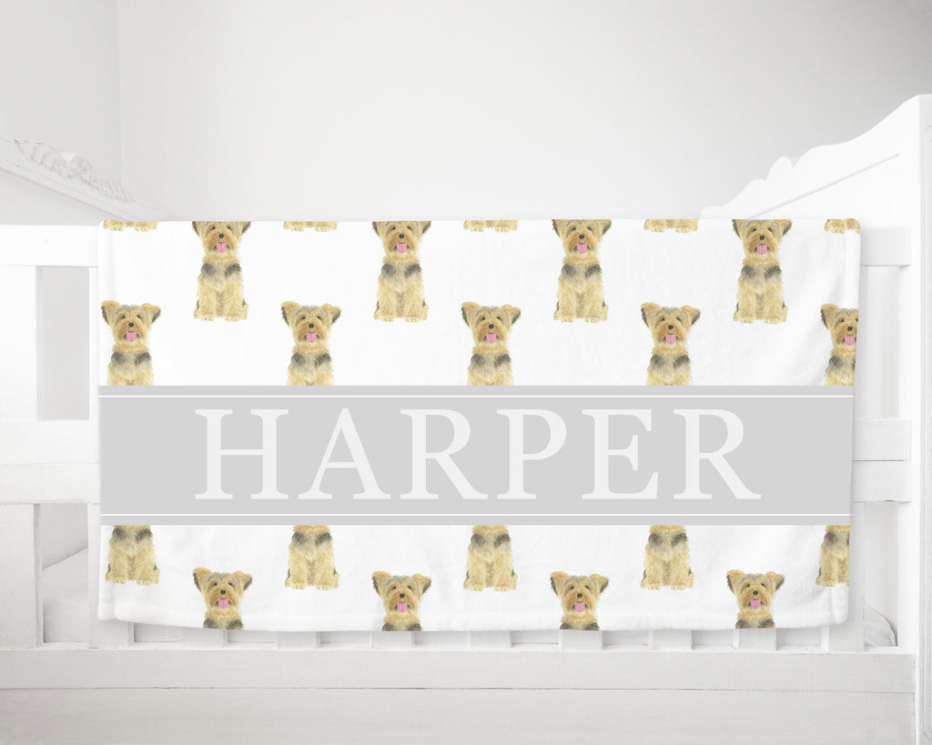 Personalized Yorkie Minky Baby Blanket