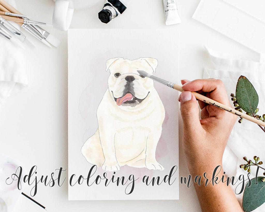 Personalized English Bulldog (White) Fine Art Prints
