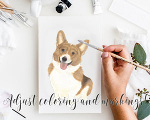 Personalized Corgi (Brown & White) Fine Art Prints