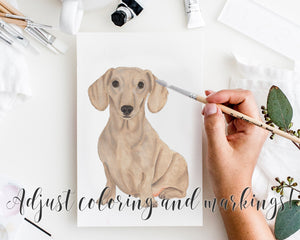 Custom Dachshund (Long Haired, Red) Dog Dad Fine Art Print