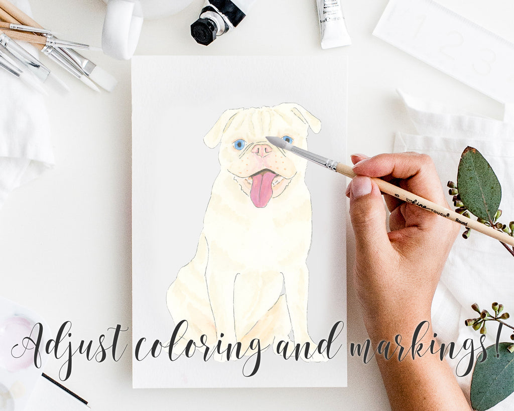 Personalized Pug (White) Fine Art Prints