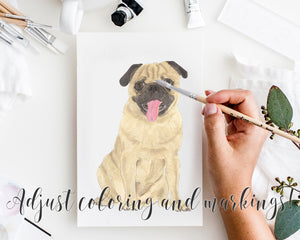 Custom Pug (White) Dog Dad Fine Art Print