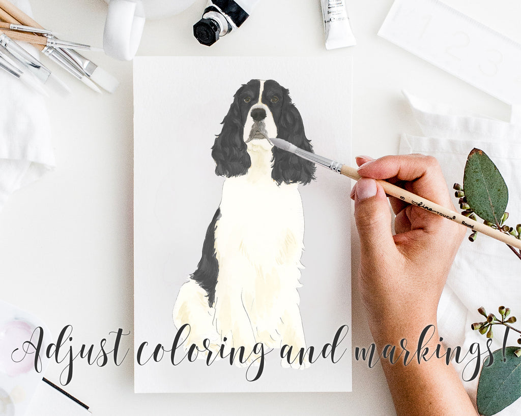 Personalized English Springer Spaniel (Black & White) Fine Art Prints