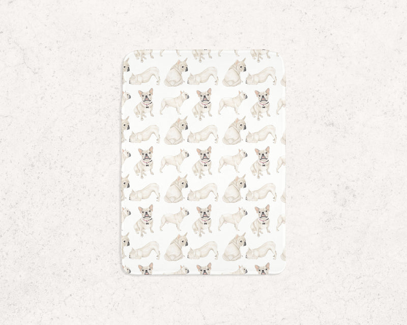 French Bulldog (White / Pied) Fleece Baby Blanket
