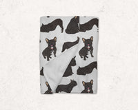Black / Brindle French Bulldog Fleece Baby Blanket
