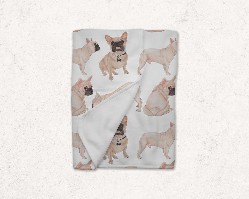 Masked French Bulldog Fleece Baby Blanket
