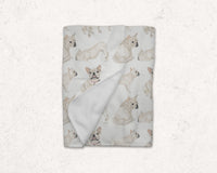 French Bulldog (White / Pied) Fleece Baby Blanket