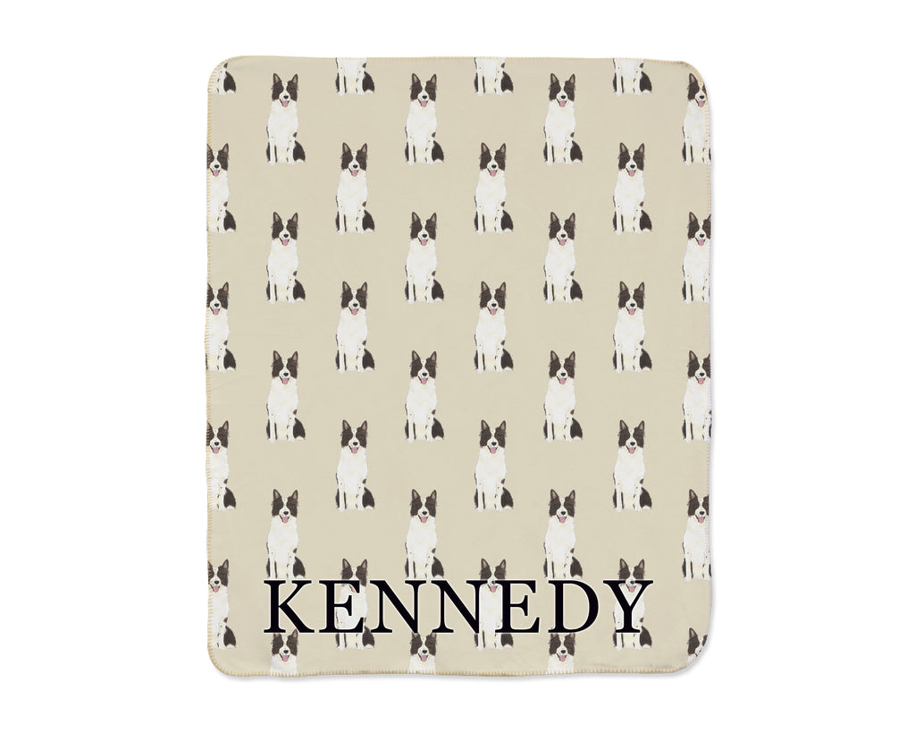 Border Collie Sherpa Throw Blanket