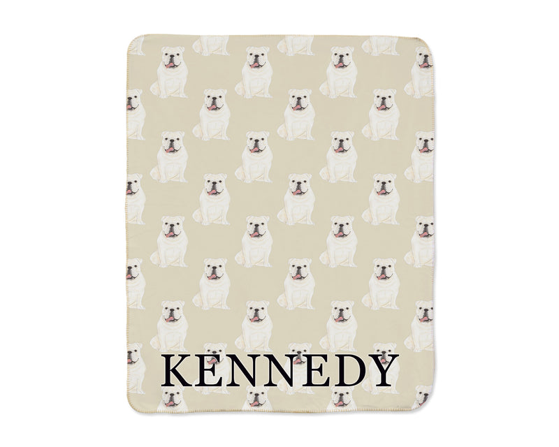 English Bulldog (White) Sherpa Throw Blanket