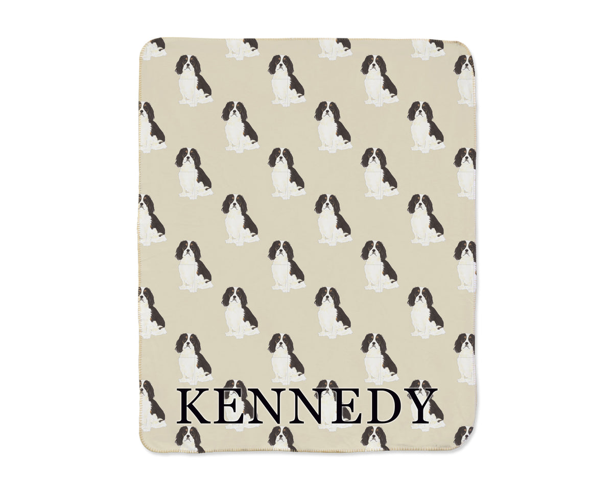Cavalier King Charles Spaniel (Tricolor) Sherpa Throw Blanket