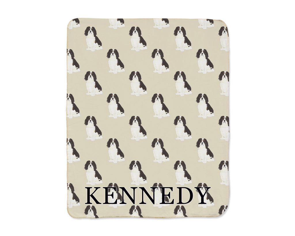 Cavalier King Charles Spaniel (Tricolor) Sherpa Throw Blanket