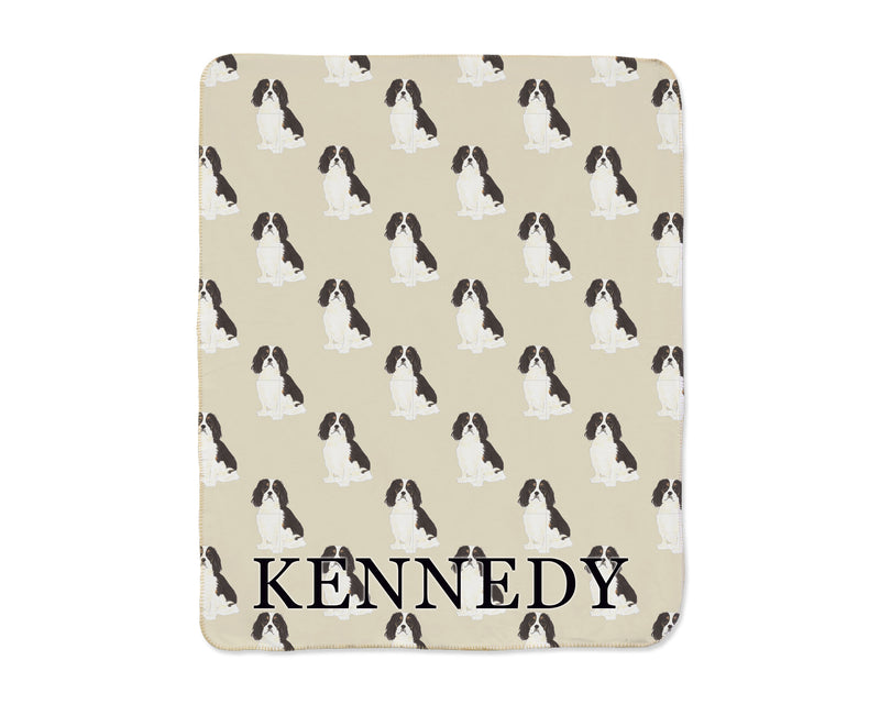 Cavalier King Charles Spaniel (Tricolor) Sherpa Throw Blanket