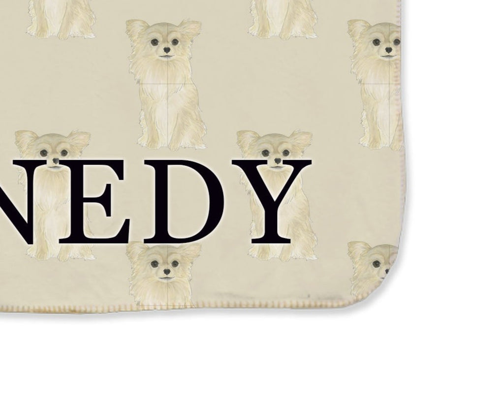 Chihuahua (Long Haired, Fawn) Sherpa Throw Blanket