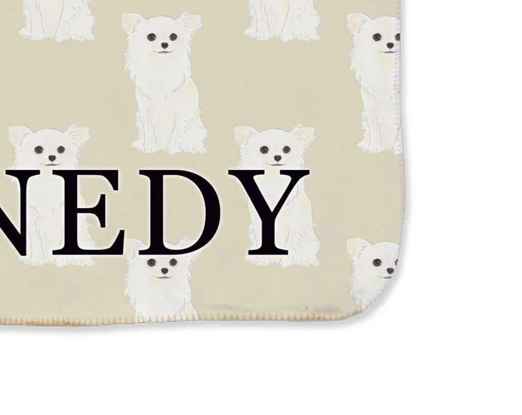 Chihuahua (Long Haired, White) Sherpa Throw Blanket