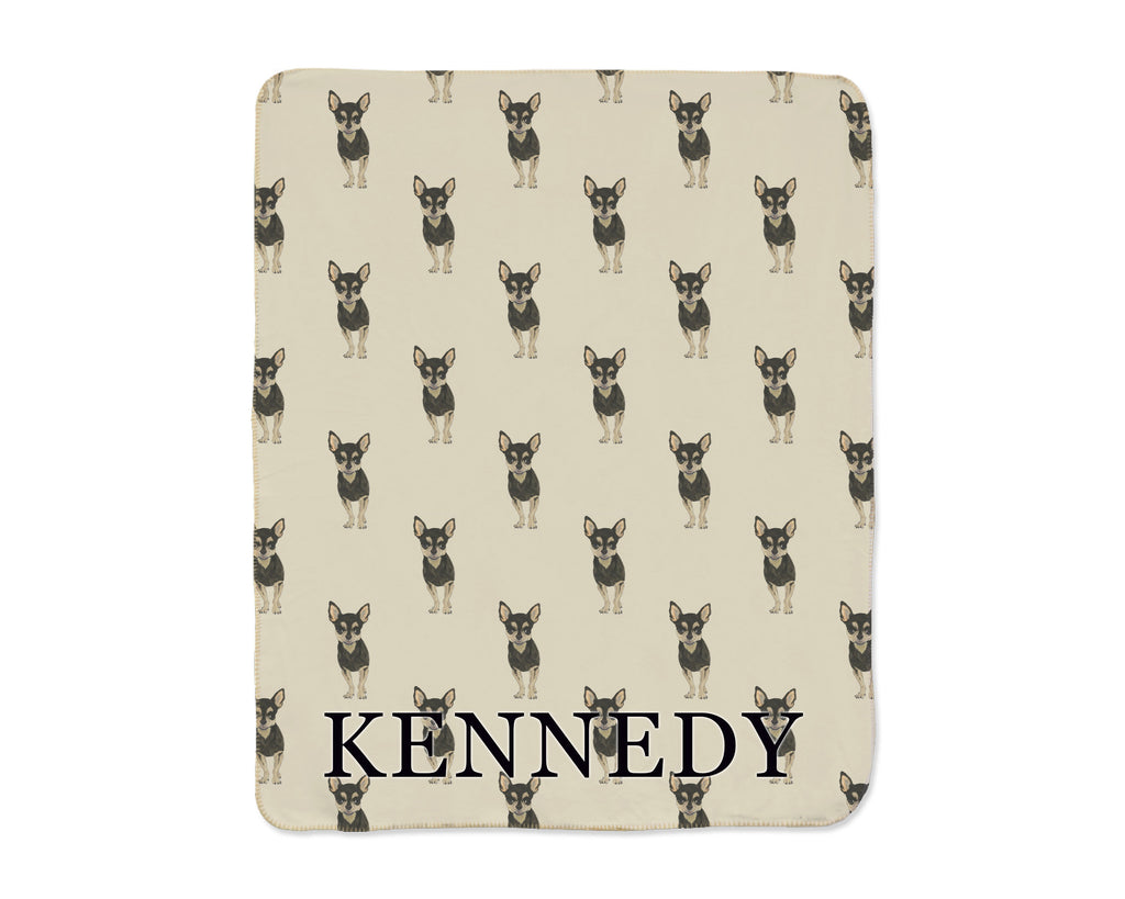 Chihuahua (Short Haired, White) Sherpa Throw Blanket