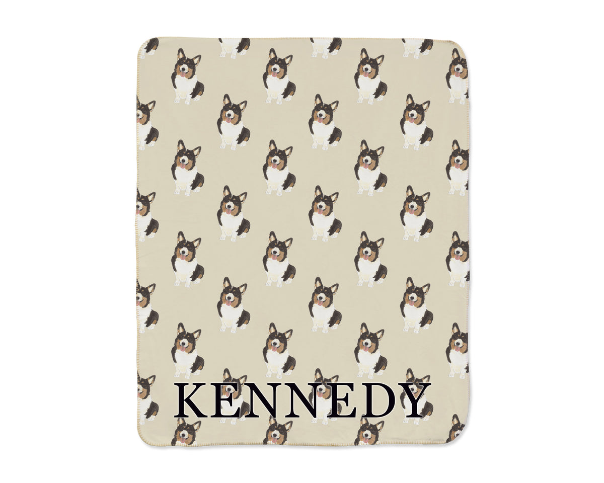 Corgi (Tricolor) Sherpa Throw Blanket