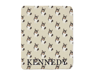 Corgi (Tricolor) Sherpa Throw Blanket
