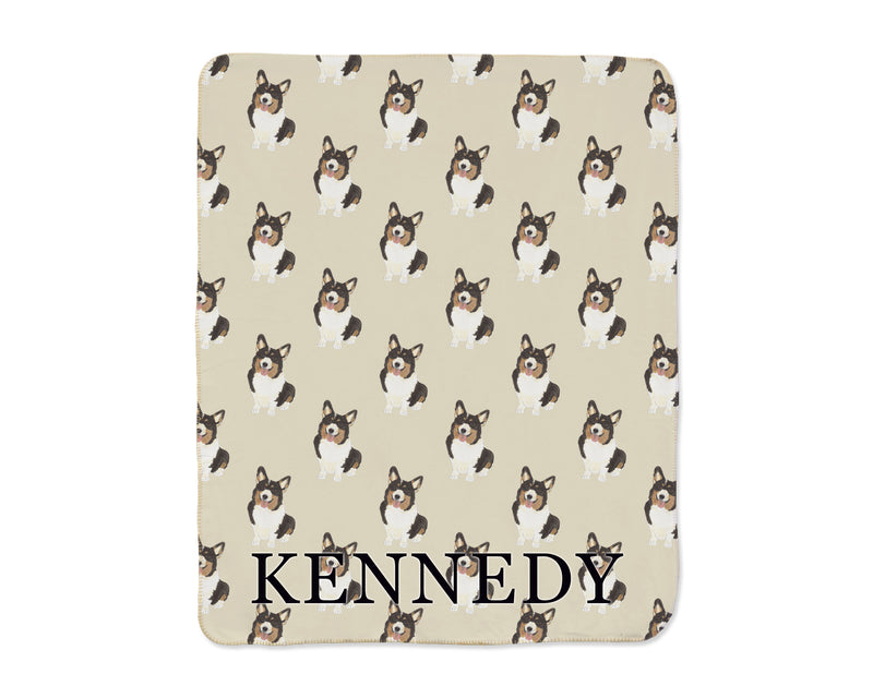 Corgi (Tricolor) Sherpa Throw Blanket