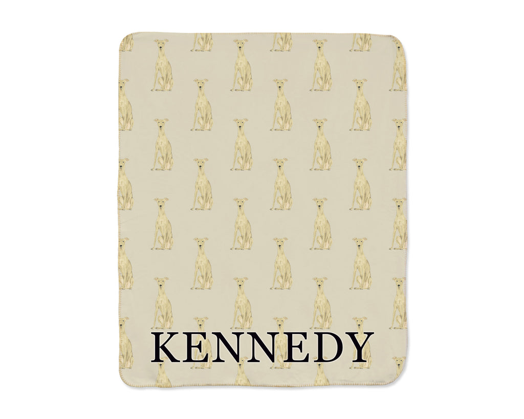 Greyhound (Fawn) Sherpa Throw Blanket