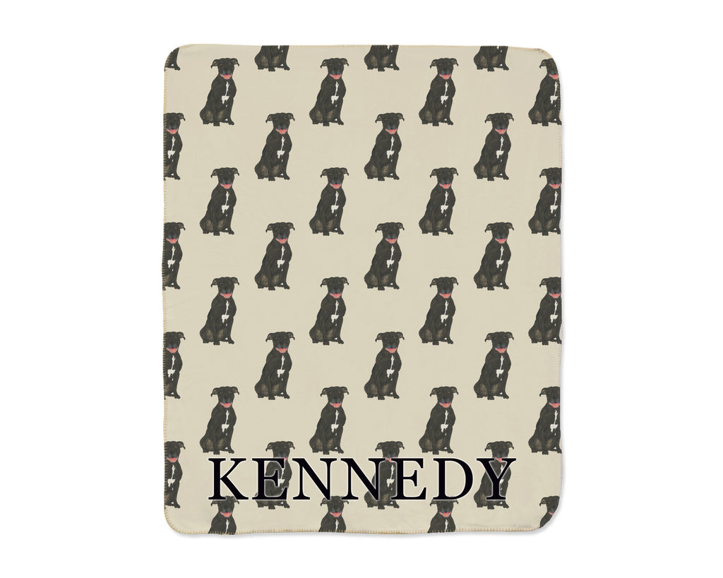 Pitbull (Black) Sherpa Throw Blanket
