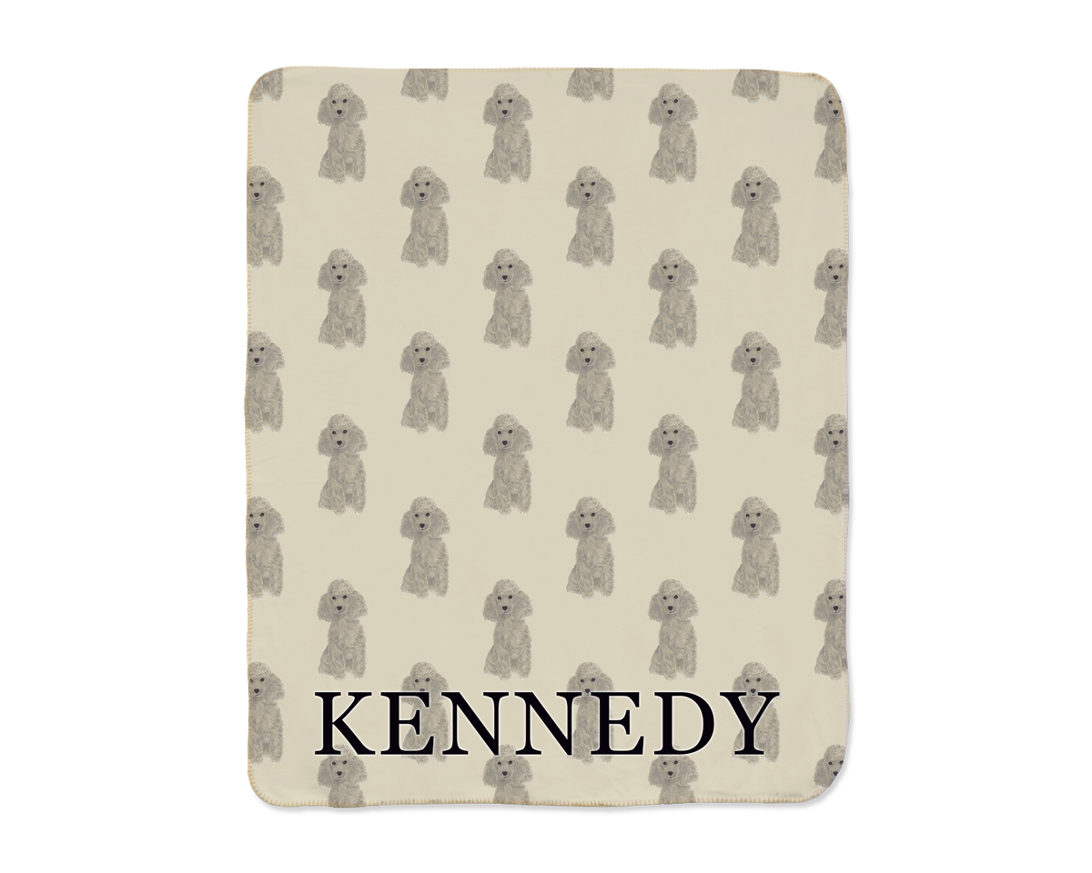 Poodle (Grey) Sherpa Throw Blanket