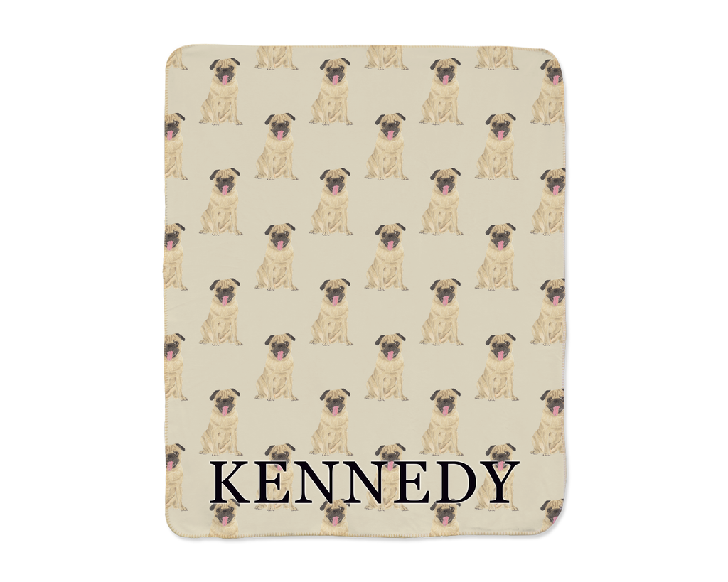 Pug Sherpa Throw Blanket