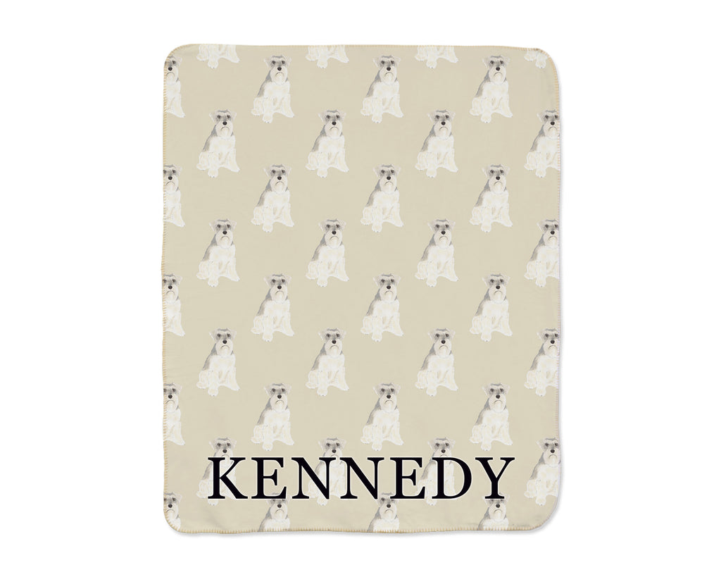 Schnauzer (Grey & White) Sherpa Throw Blanket