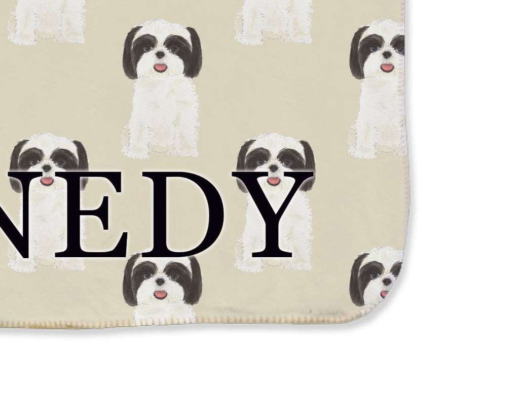 Shih Tzu (Black & White) Sherpa Throw Blanket