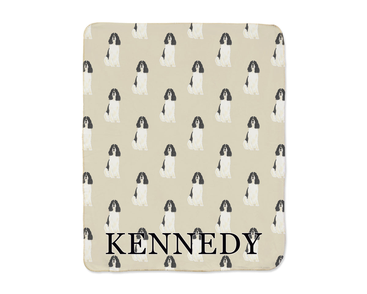 English Springer Spaniel (Black & White) Sherpa Throw Blanket