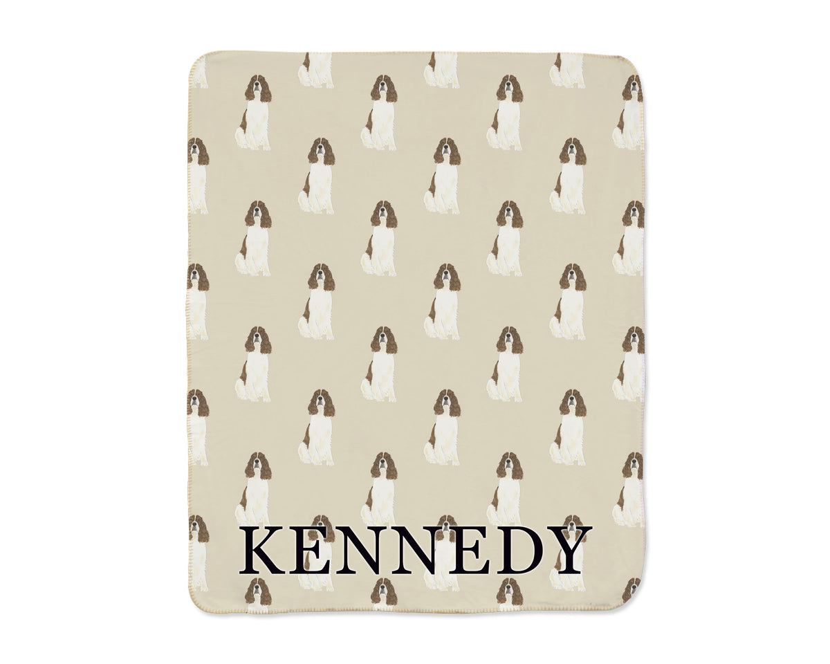 English Springer Spaniel (Liver & White) Sherpa Throw Blanket