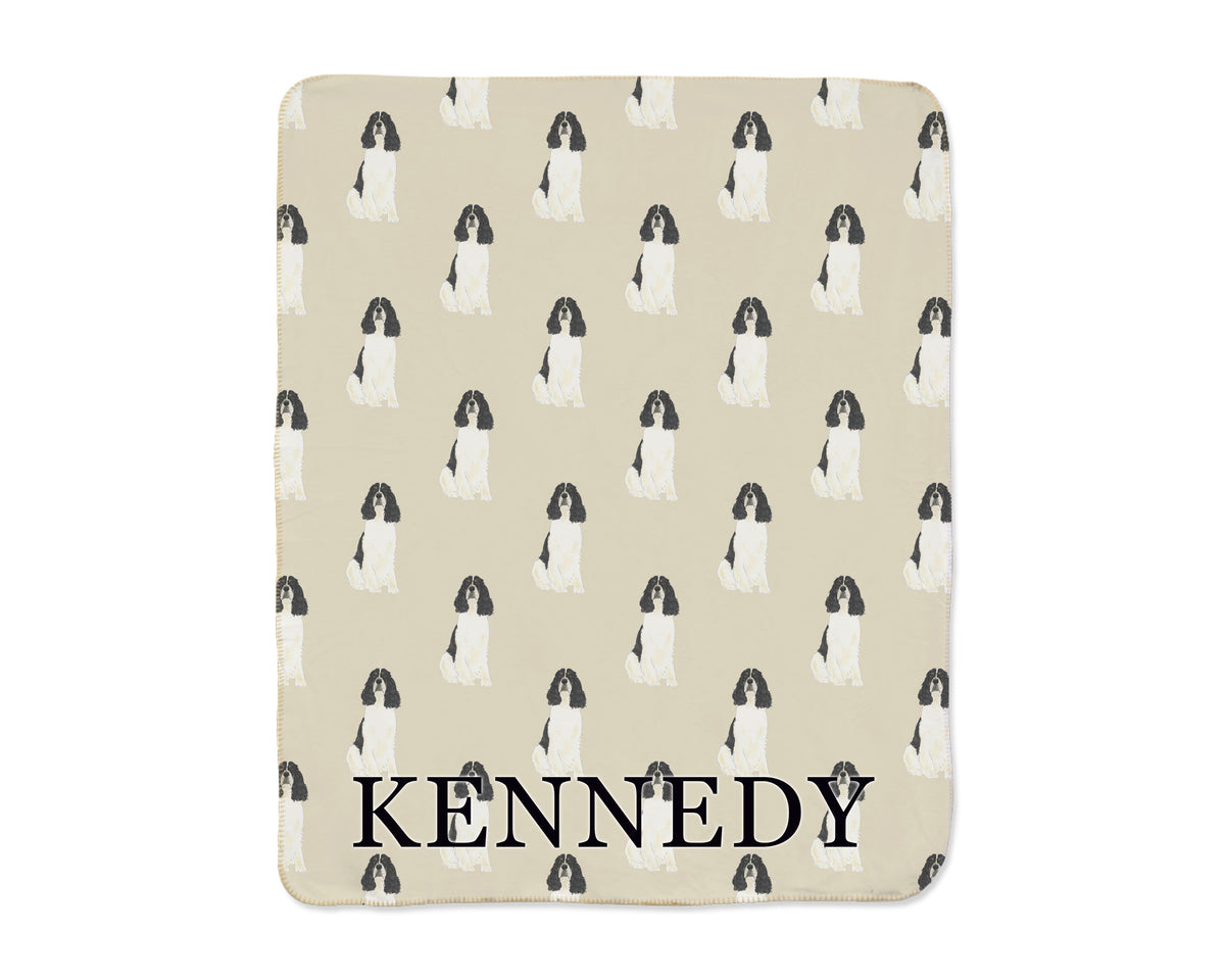 English Springer Spaniel (Tricolor) Sherpa Throw Blanket
