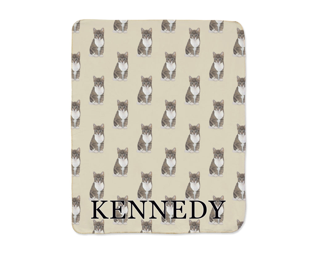 Tabby (Grey) Sherpa Throw Blanket