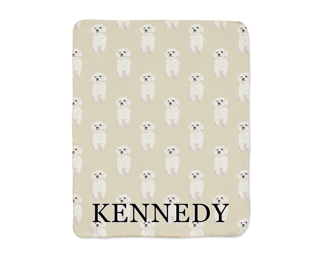Bichon Sherpa Throw Blanket