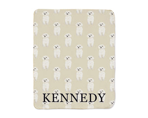 Bichon Sherpa Throw Blanket