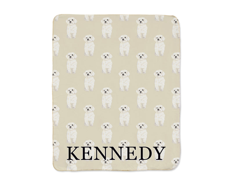 Bichon Sherpa Throw Blanket