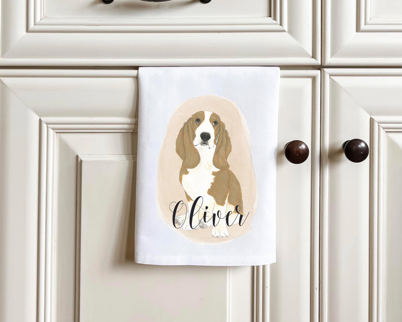 Personalized Basset Hound Tea Towel (Set of 2)