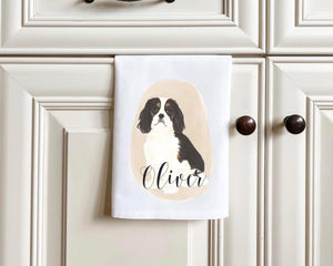 Personalized Cavalier King Charles Spaniel (Tricolor) Tea Towel (Set of 2)