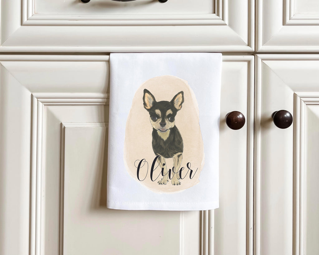 Personalized Chihuahua (Short Haired, Tricolor) Tea Towel (Set of 2)