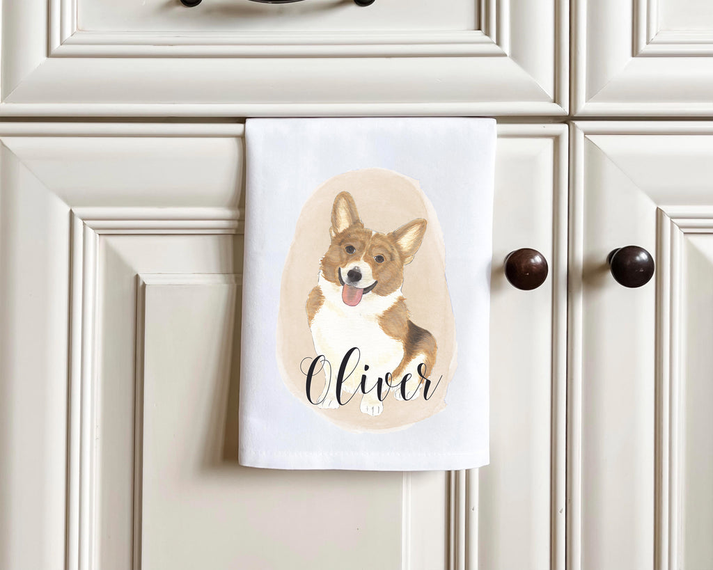 Personalized Corgi (Red & White) Tea Towel (Set of 2)