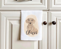 Personalized Dachshund (Smooth, Red) Tea Towel (Set of 2)