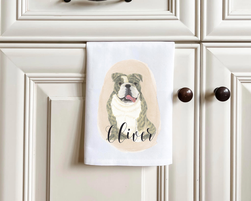 Personalized English Bulldog (Brindle) Tea Towel (Set of 2)