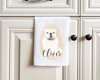 Personalized English Bulldog (White) Tea Towel (Set of 2)