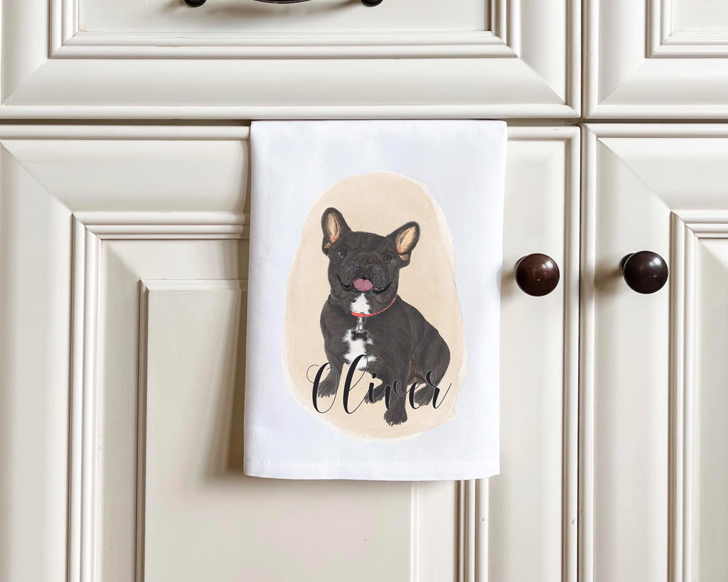 Personalized French Bulldog (Black / Brindle) Tea Towel (Set of 2)
