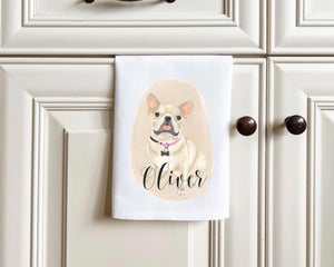 Personalized French Bulldog (Fawn / Cream) Tea Towel (Set of 2)