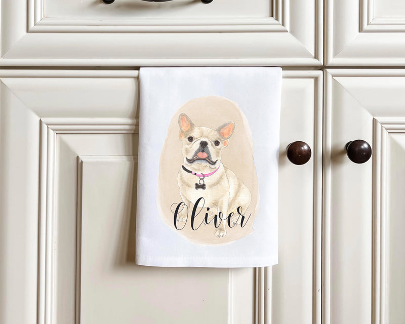 Personalized French Bulldog (Fawn / Cream) Tea Towel (Set of 2)